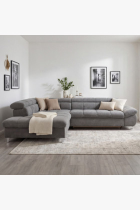 Rohová sedačka s funkciou spania farba sivá , Roh vľavo